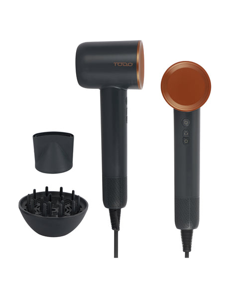 TODO 1600W Hair Dryer 110,000 RPM High Speed 3 Speed 4 Temperature - Grey