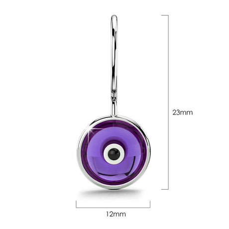 Solid 925 Sterling Silver Saucer Earrings Purple