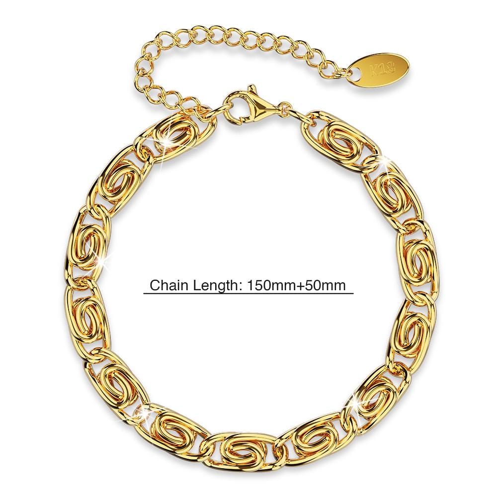 Boxed Bianca Fancy Clip Link Chain Gold Choker Necklace and Bracelet Set