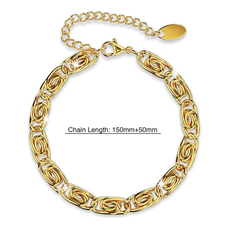 Boxed Bianca Fancy Clip Link Chain Gold Choker Necklace and Bracelet Set