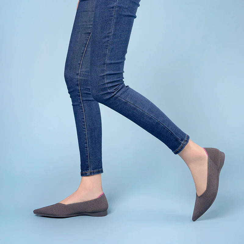 Charlotte Casual Pointed Toe Commuter Flats - Charcoal
