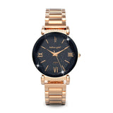 Bullion Gold Bullion Gold Romish Watch Embellished with Glittering Crystals - Rose Gold and Black