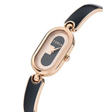 Furla Ooh Rose Gold-Tone 19mm Black Enamel Bangle Watch