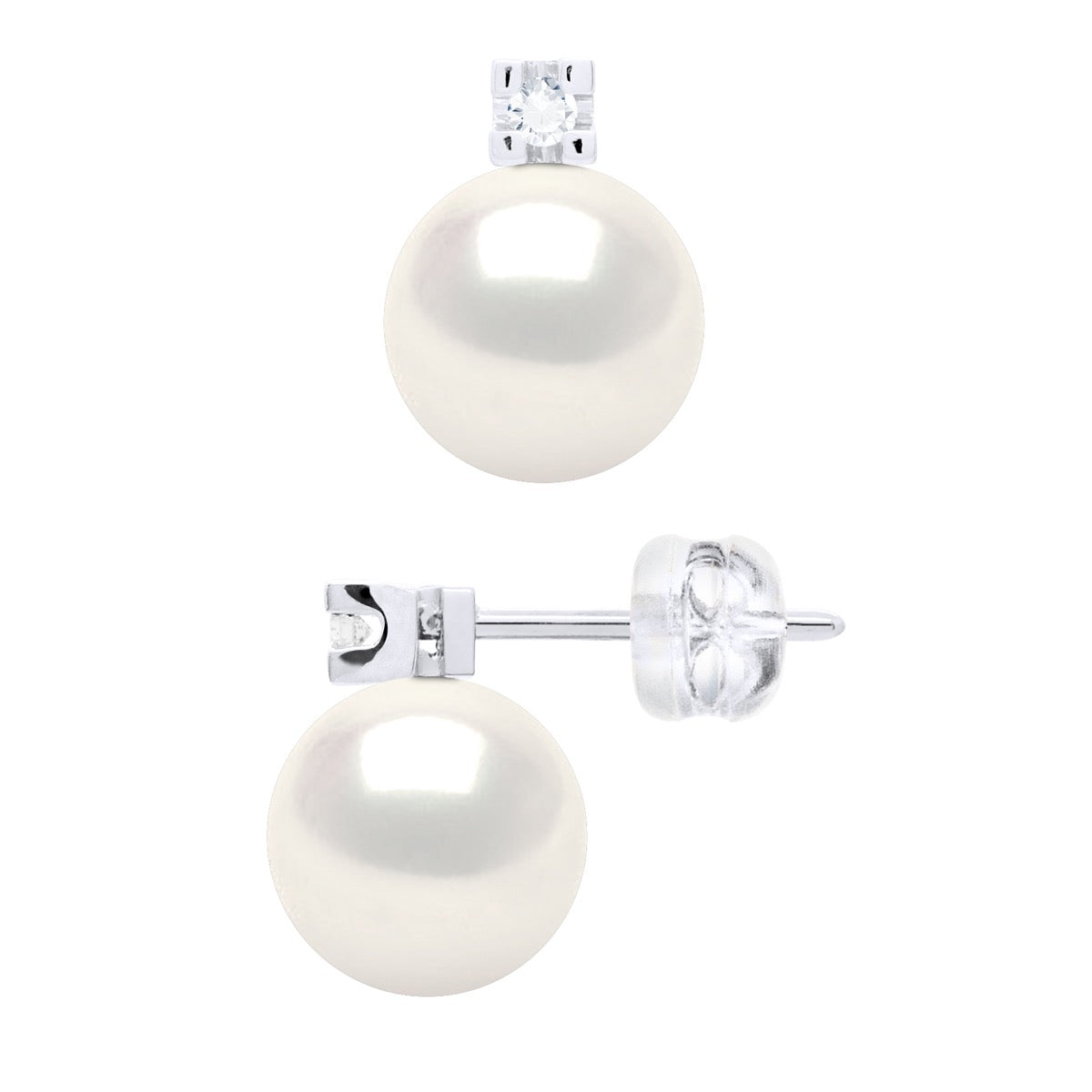 Earrings Prestige -Diamonds 0,04 Cts ( 2 X 0,02 Cts - Natural White - Longueur 42 cm