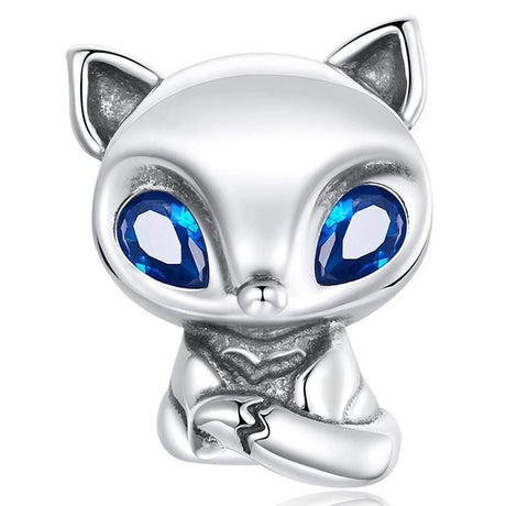 Solid 925 Sterling Silver Blue Eyed Fox Pandora Inspired Charm