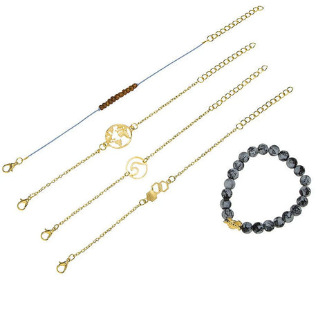 Bohemian 5-Piece Charm Bead Bracelet Set