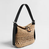 Handwoven Raffia Hobo Bag - Natural