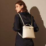 Convertible Pebbled Leather Backpack - Ivory