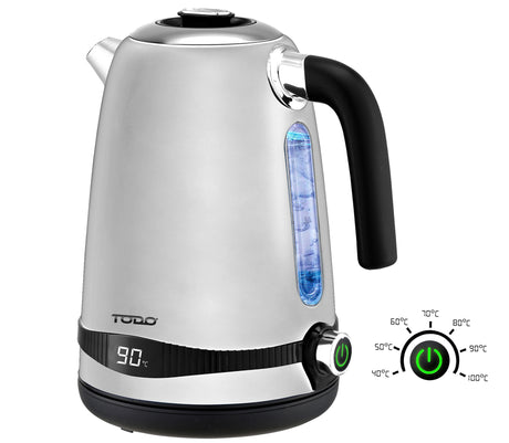 TODO 1.7L Stainless Steel Cordless Kettle Keep Warm Electric Led Water Jug - Silver
