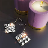 Bullion Gold Fascination Geometric Style Diamond Shape Metallic Earrings White Gold