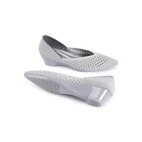 Open Weave Pointed Toe Wedge Work Shoes - Grey