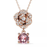 Krystal Couture Flower Blush Necklace Embellished with SWAROVSKI Crystals in Rose Gold