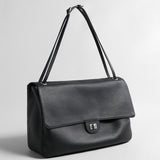 Vintage Turn-Lock Flap Bag – Pebbled Leather Shoulder & Underarm Bag