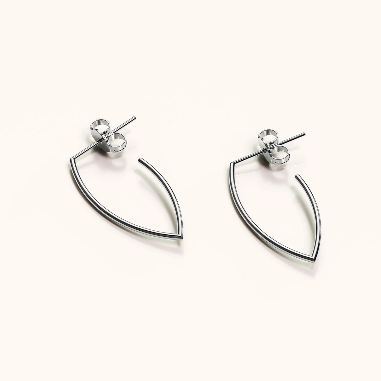 Solid 925 Sterling Silver Open Marquise Stud Earrings