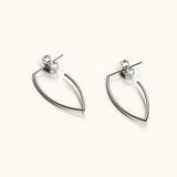 Solid 925 Sterling Silver Open Marquise Stud Earrings