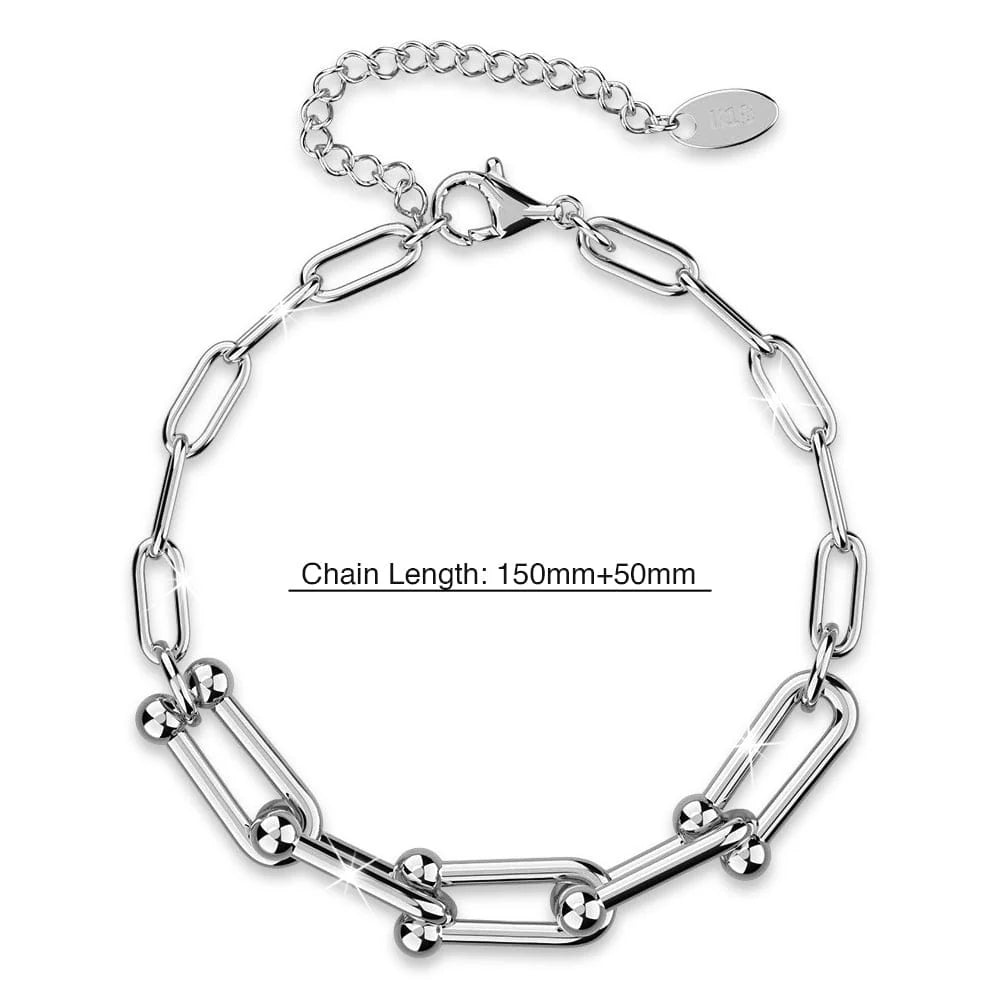 Bullion Gold Lovelock U Link Chain Bracelet White Gold - 6mm