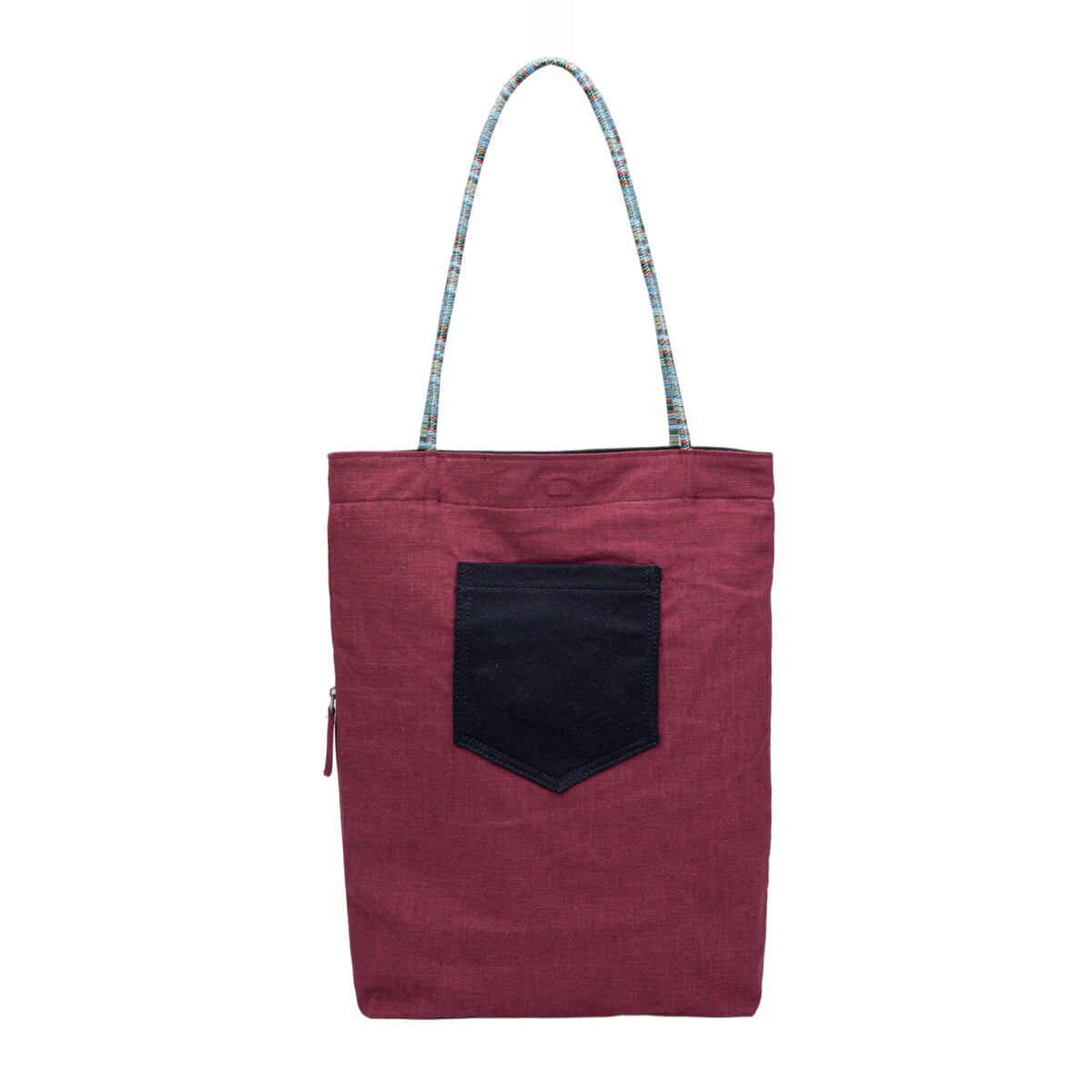 BAMEI Reversible Ramie Linen Tote Bag - Wine