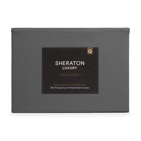 Sheraton Luxury Maison Egyptian Cotton Rich Fitted Sheet & Pillowcase Charcoal