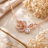 Krystal Couture Rose Petal Pendant Necklace in Rose Gold Embellished with SWAROVSKI Crystals