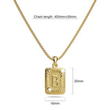 Bullion Gold Vintage Inspired Initial Medal Gold Bar Pendant Round Box Chain Necklace