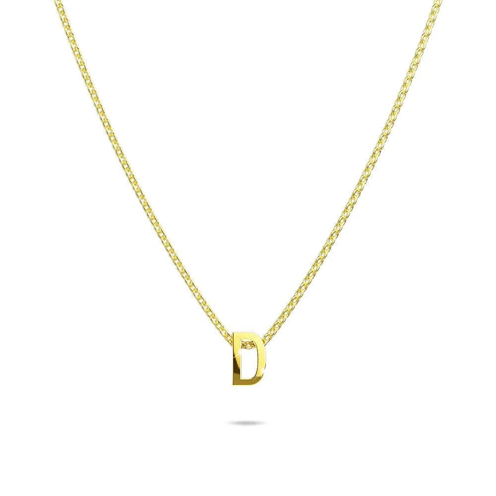 Bullion Gold Initials Brick Alphabet Letter Necklace Gold Layered Steel Jewellery