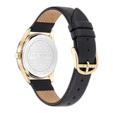 Ted Baker Womens Coolly Gold-Tone Black Leather Watch