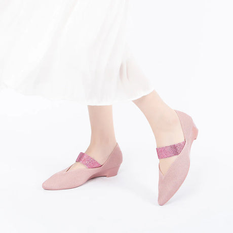 Princess Crystal Strap Mary Jane Wedges - Pink