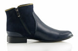 Bosccolo Womens Boots With Zipper - Navy Blue/Suede