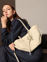 Valencia Knot Leather Tote Bag - Ivory