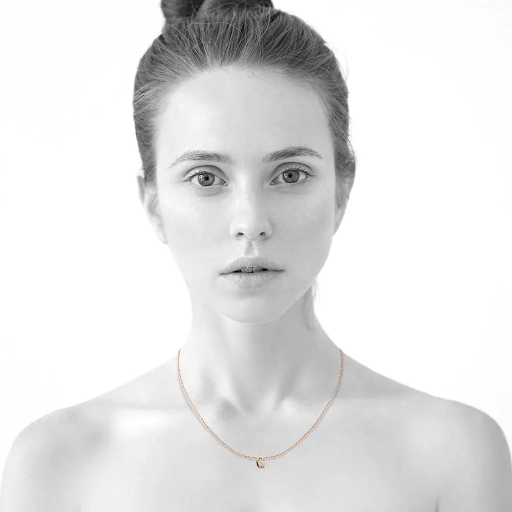 Bullion Gold Initials Brick Alphabet Letter Necklace Rose Gold Layered Steel Jewellery