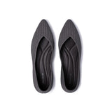 Pointed Toe Knit Ballet Flats - Charcoal