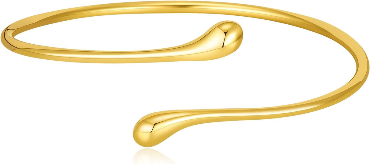 Liv Oliver 18K Gold Polished Cuff Open Bangle