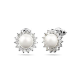 Bullion Gold Sublime Starry Pearl & CZ Stud Earrings White Gold