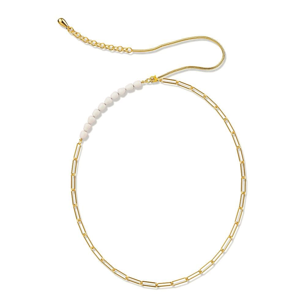 Bullion Gold Cuban Pearl Paperclip Necklace in Gold