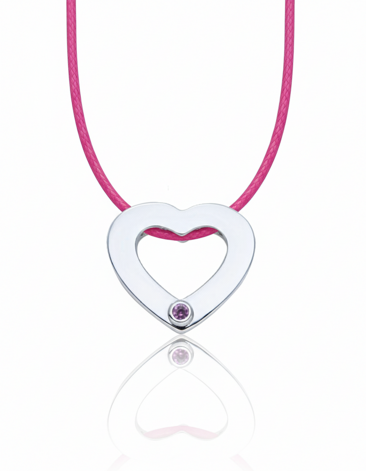 Liv Oliver 18K White Gold Pink Sapphire Love Necklace