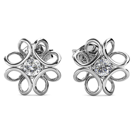 Boxed White Gold Blooming Flower Bracelet & Daffodil Hologram Stud Earrings Embellished with SWAROVSKI® Crystals Set