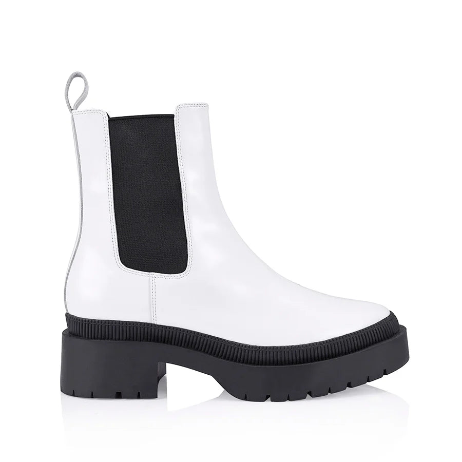 Siren Combat Chunky Boots - Chalk Box Kid Leather