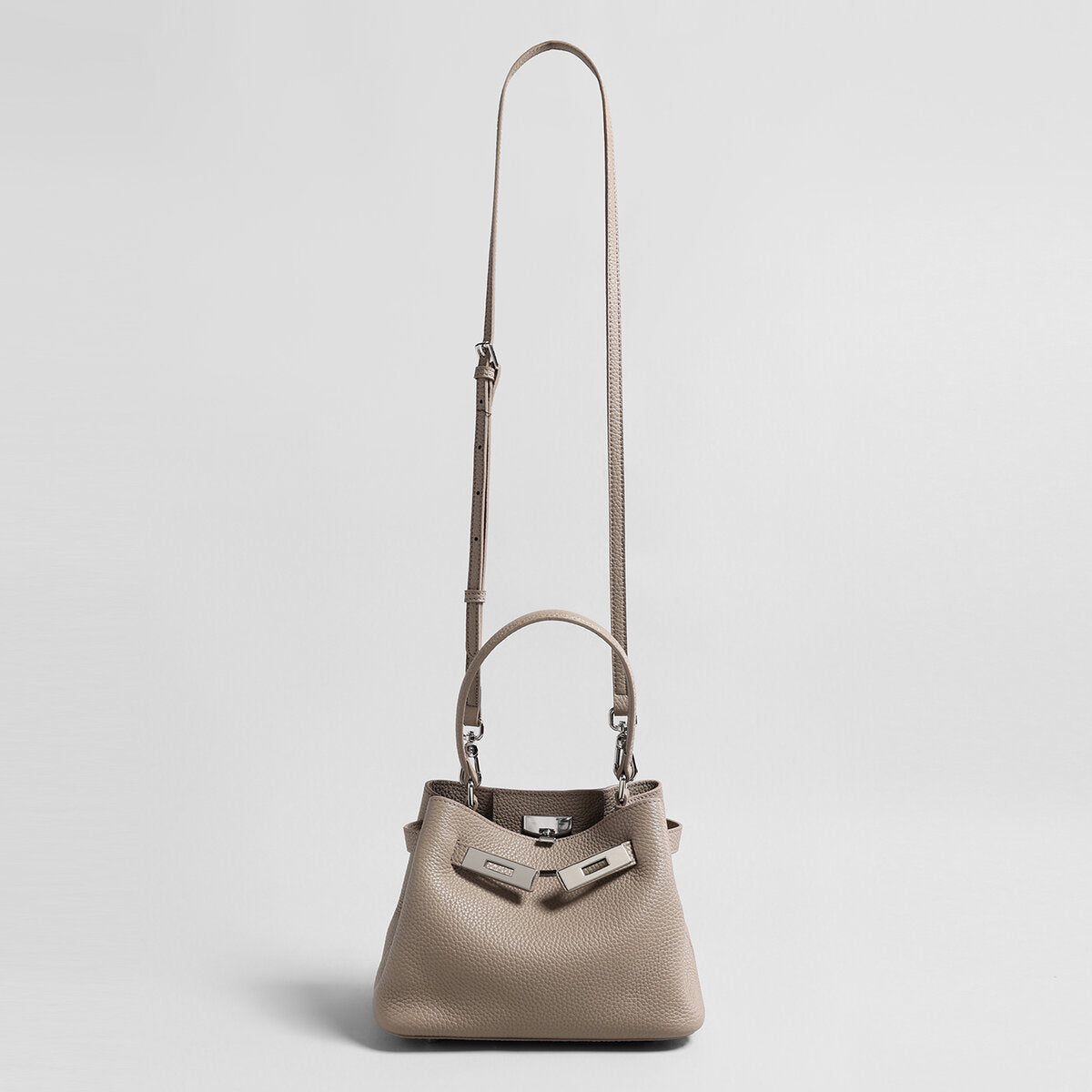 Togo Leather Mini Bucket Handbag - Taupe