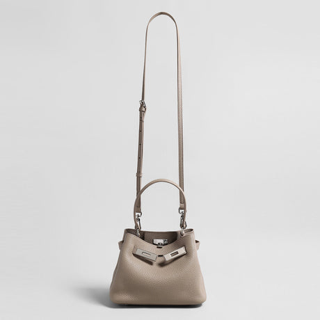 Togo Leather Mini Bucket Handbag - Taupe