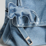 Distressed Denim Flap Crossbody - Denim