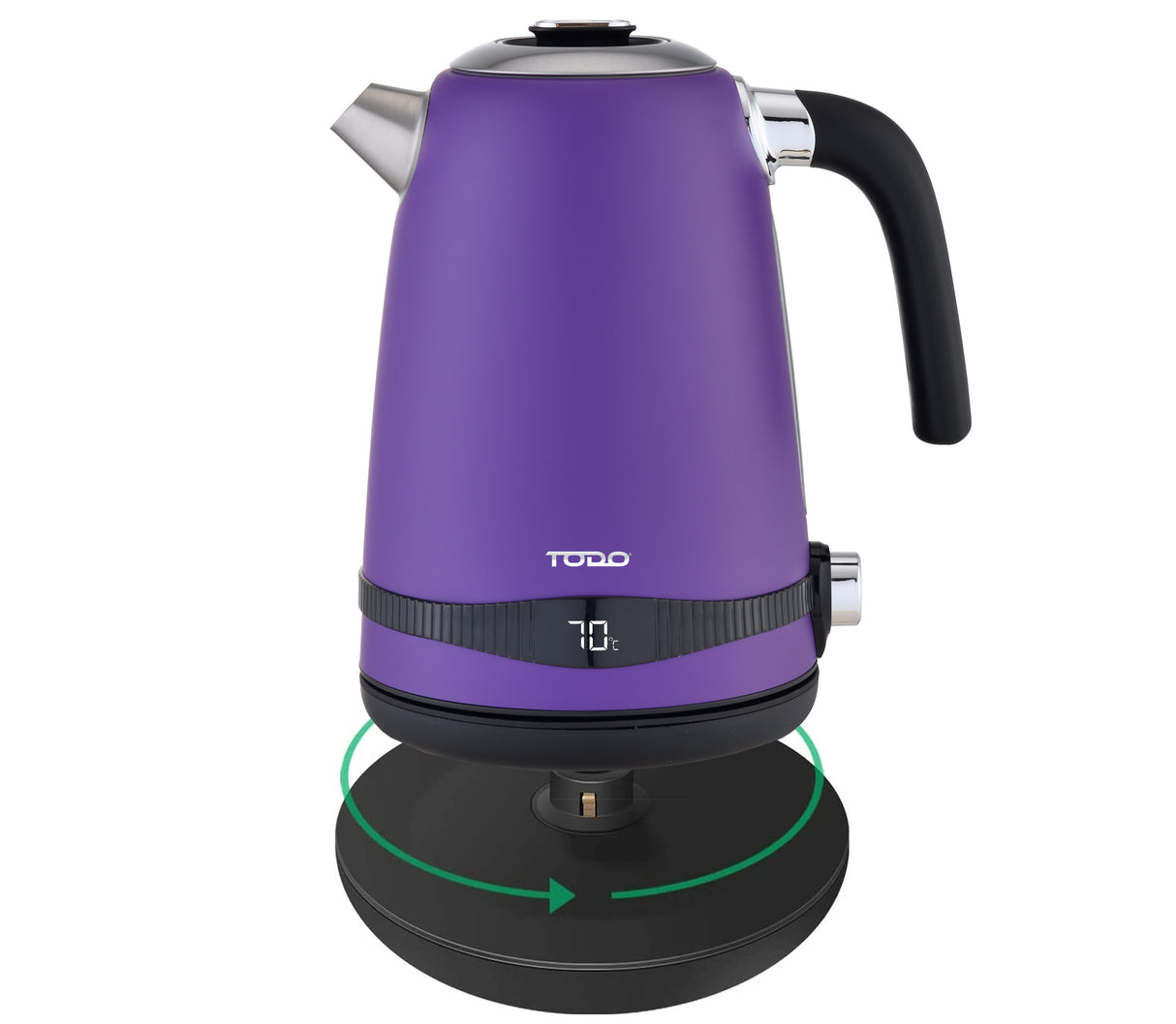 TODO 1.7L Stainless Steel Cordless Kettle Keep Warm Electric Led Water Jug - Purple