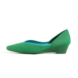 Minimalist Heart Heel Pointed Toe Knit Flats - Green