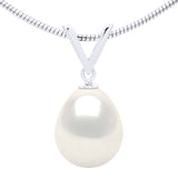 Necklace Semi Rigid Real Cultured Freshwater Pearl Pear 10-11 mm - "Natural White" - Length 42 cm