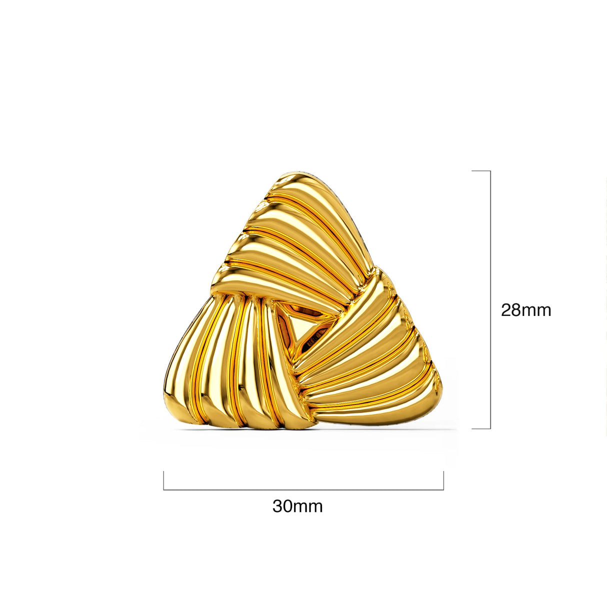 Bullion Gold Ridged Triangle Gold layered Stud Earrings