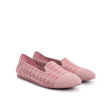 Houndstooth Knit Slip-On Flat Loafers - Pink
