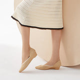 Minimalist Heart Heel Pointed Toe Knit Flats - Beige