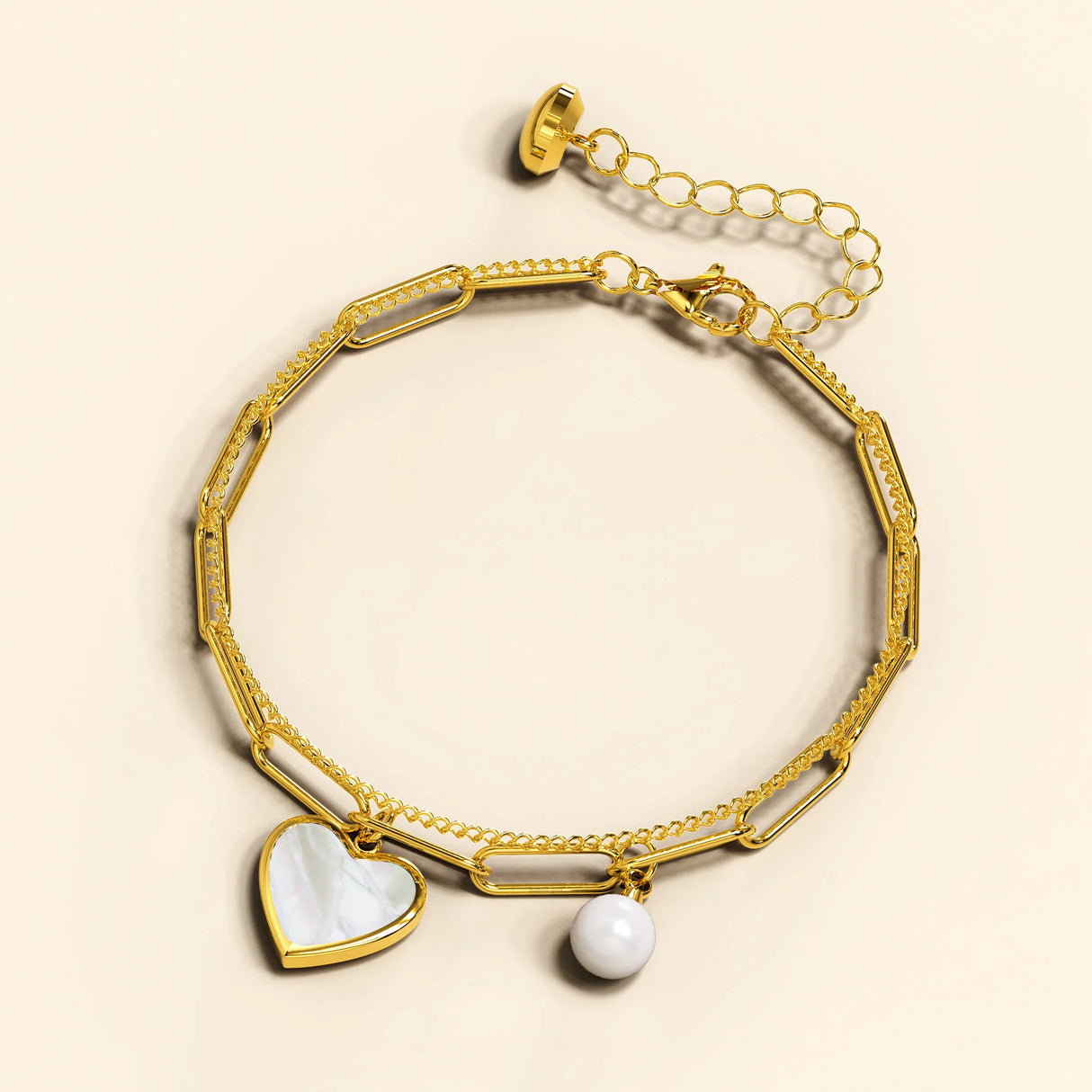 Bullion Gold From the Heart Paper Clip Chain Gold Layered Stainless Steel Bracelet