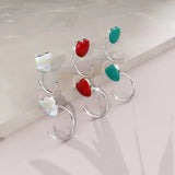 Solid 925 Sterling Silver Turquoise Blue Resin Heart Hook Earrings