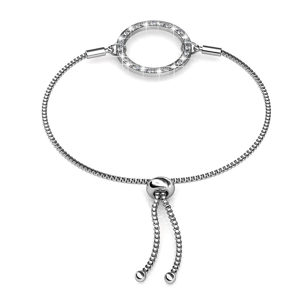 Krystal Couture White Gold Pave Set Circle Slider Bracelet Embellished with SWAROVSKI Crystals