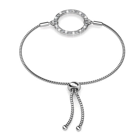 Krystal Couture White Gold Pave Set Circle Slider Bracelet Embellished with SWAROVSKI Crystals